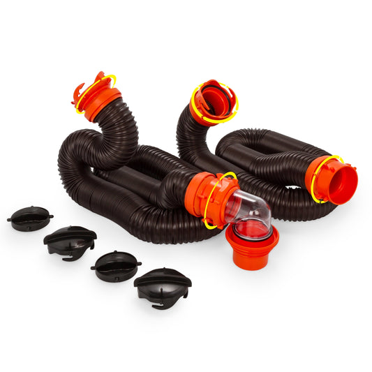 Versatile Camco RhinoFLEX 20-Foot Camper/RV Sewer Hose Kit | Polyolefin, Black & Orange (39744)