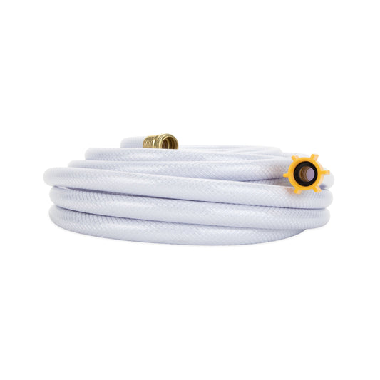 Classic Camco TastePURE 50-Ft Camper/RV Water Hose | Features Reinforced Kink-Resistant Design & Rolled Brass Fittings w/Yellow ABS Swivel Female Connector | 5/8Ã¢ÂÂ Inner Diameter | Drinking Water Safe (22793)