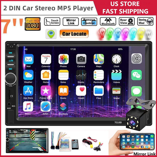 Classic Car Stereo Touch Screen,7" Double Din Radio,Car Stereo with Bluetooth FM AUX USB SD Mirror Link Function,Backup Camera