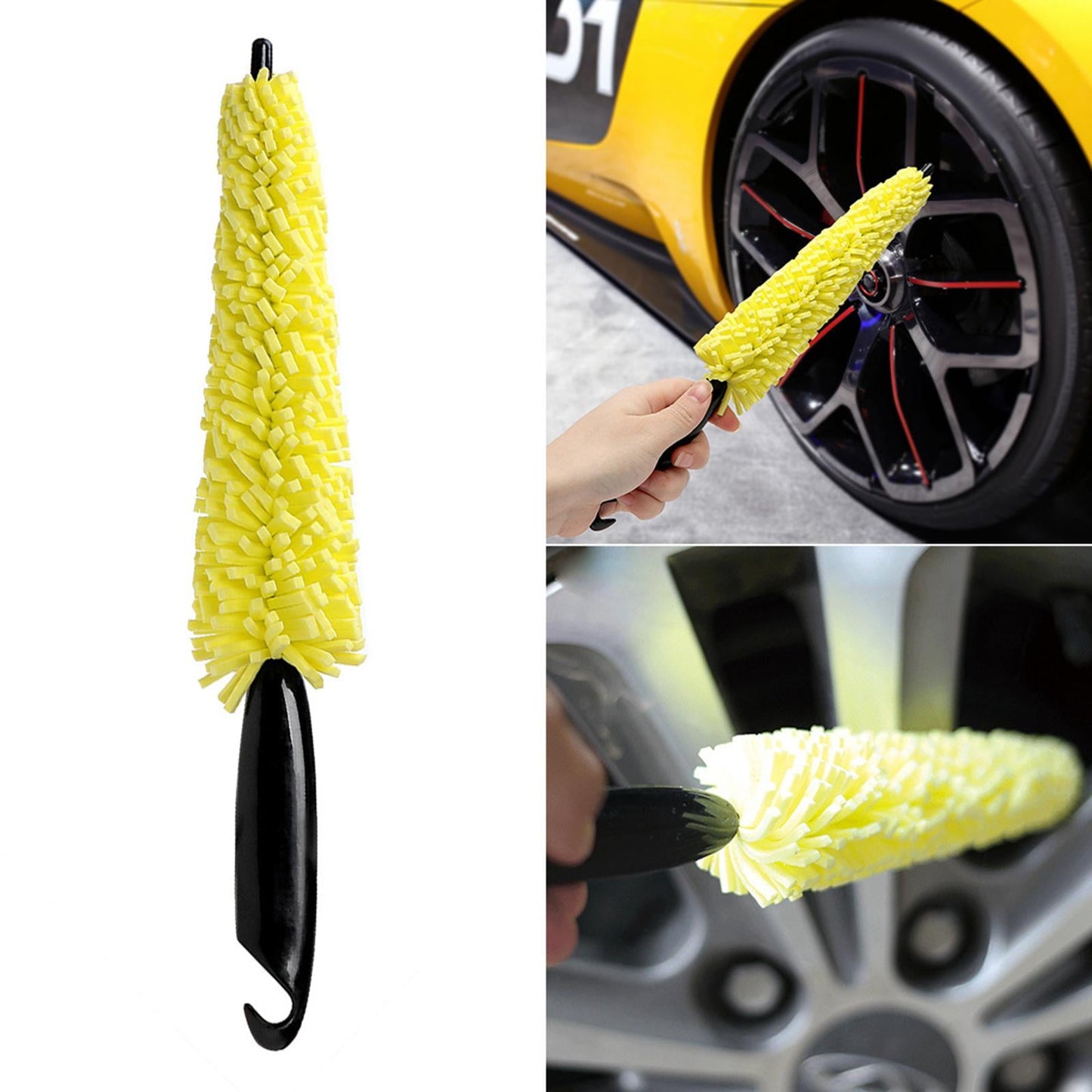 Versatile Car Wheel Tire Rim Brush, Rim Scrubber Supplies Cleaner Car Wash Equipment Cleaning Tools Duster Car Accessories for SUV Car Motorcycle