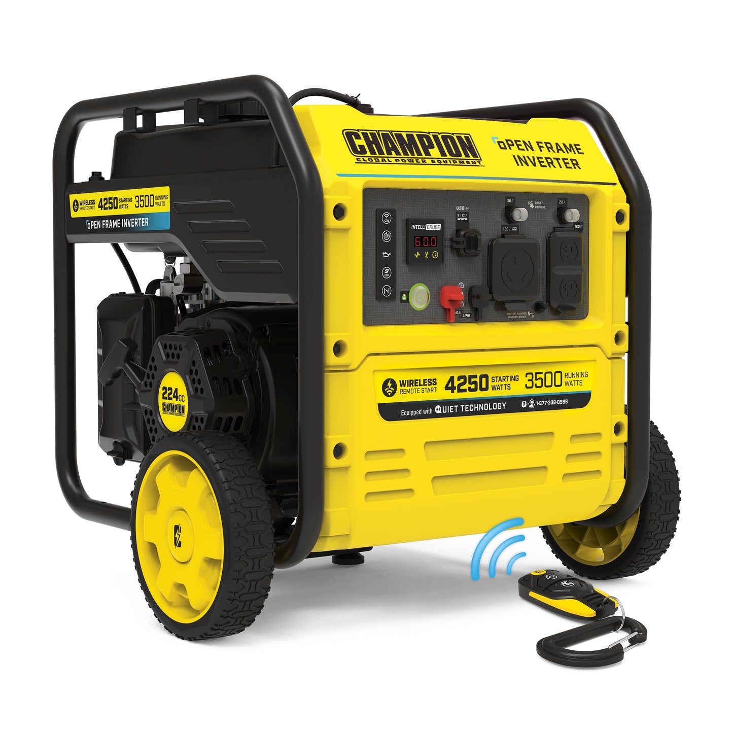 Classic Champion Power Equipment 4250-Watt Wireless Remote Start Open Frame Gasoline Inverter Generator