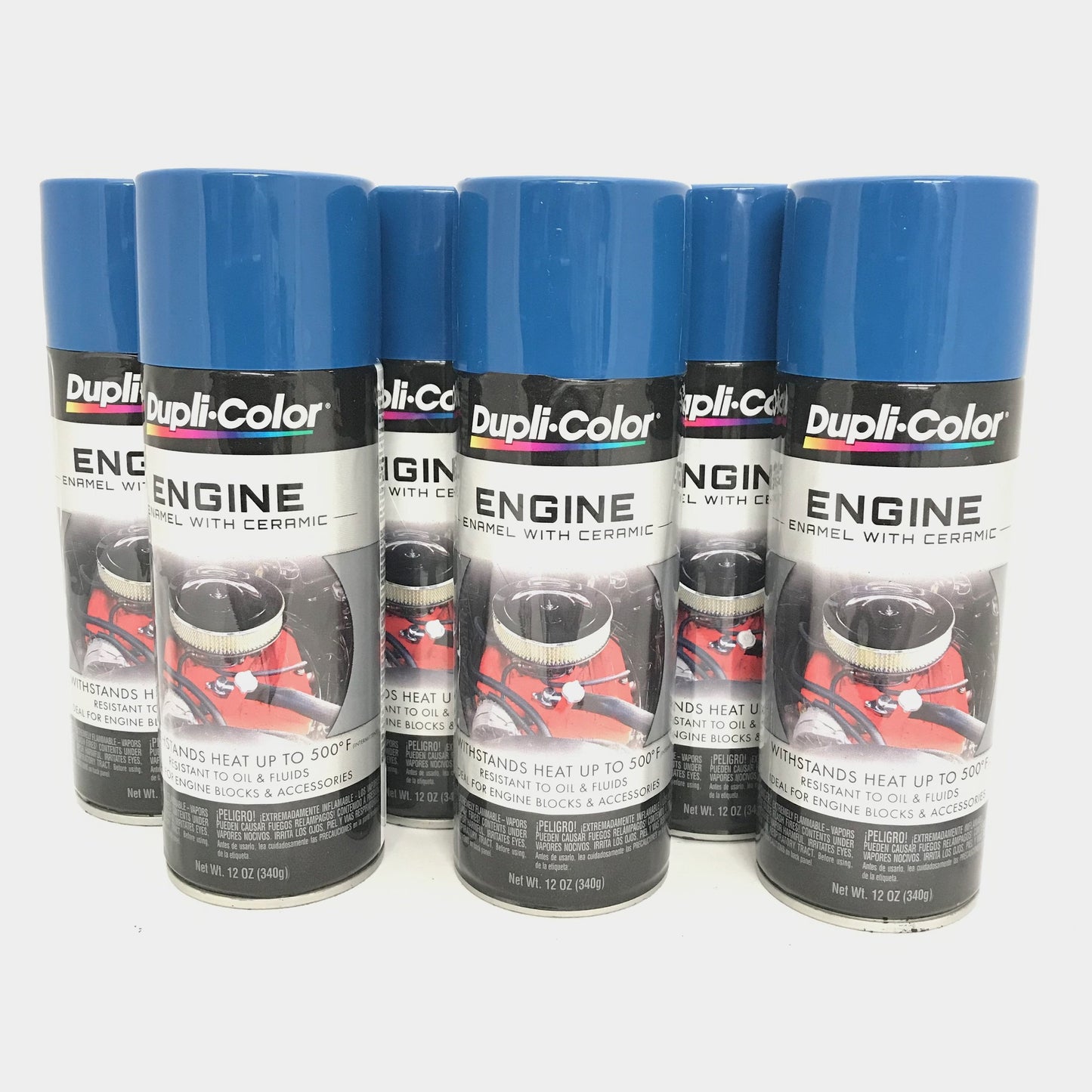 Classic Duplicolor DE1621-6 PACK Engine Enamel Paint w/ Ceramic, OLD FORD BLUE - 12 oz