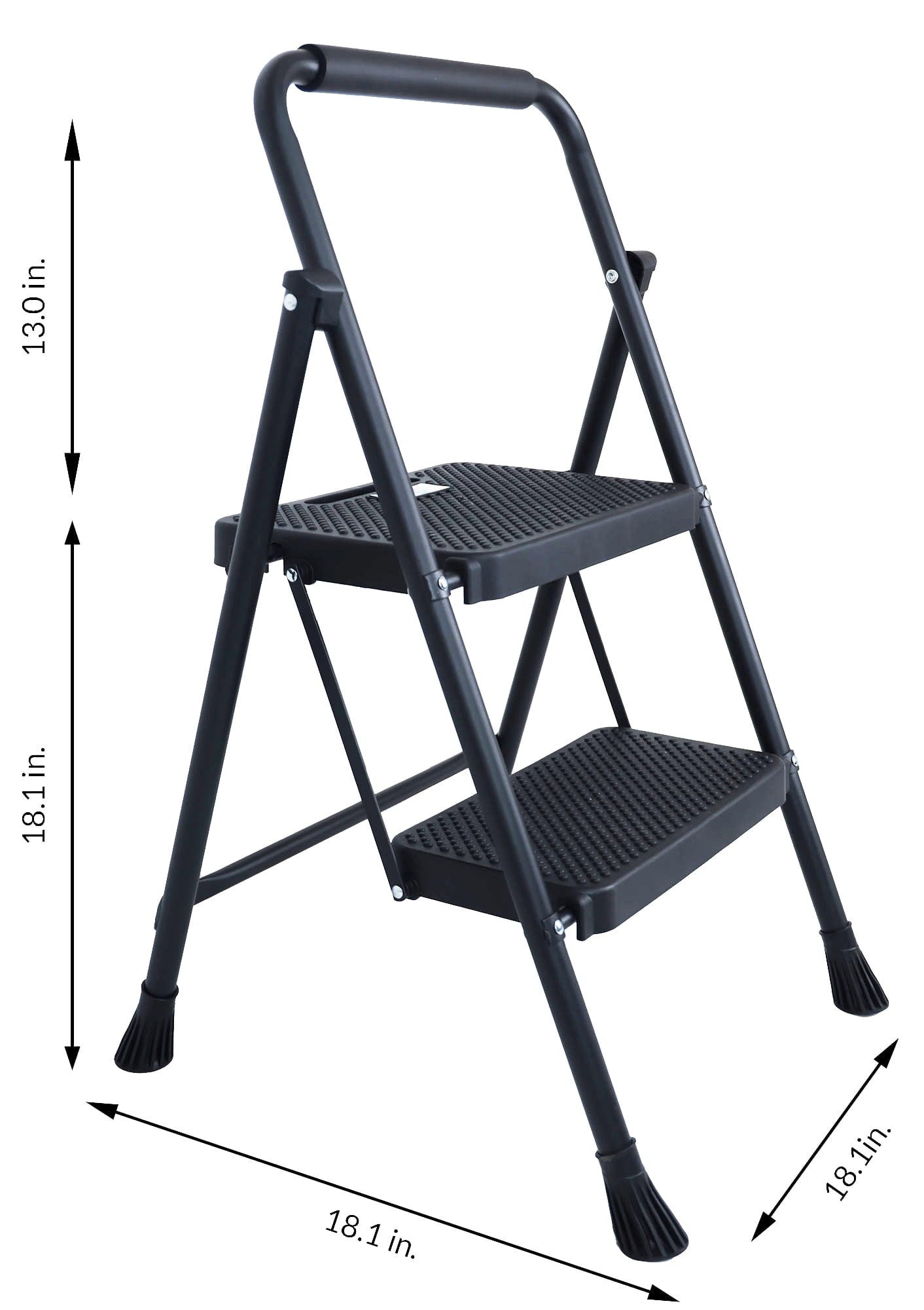 Classic Elevon Folding Step Stool with Wide Anti-Slip Pedal, 330lbs Sturdy Steel Ladder, 2-Step