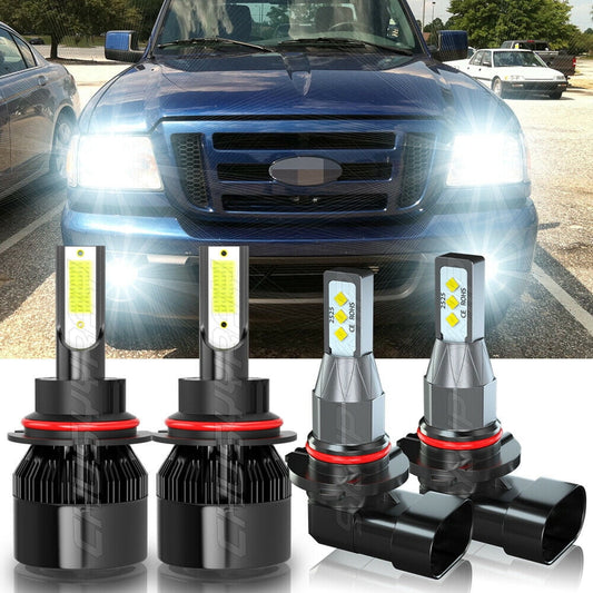 Versatile For Ford Ranger 1998-2011 6500K LED Headlight High-Low+Fog Light Bulb Combo Kit