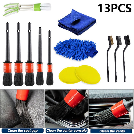 Versatile HOTBEST 13pcs Detailing Brush Set, Brush Car Detailing Kit, Car Brush Detailing Brush Set Dirt Dust Clean Brushes For Car Interior Exterior Leather Air ents Cleaning