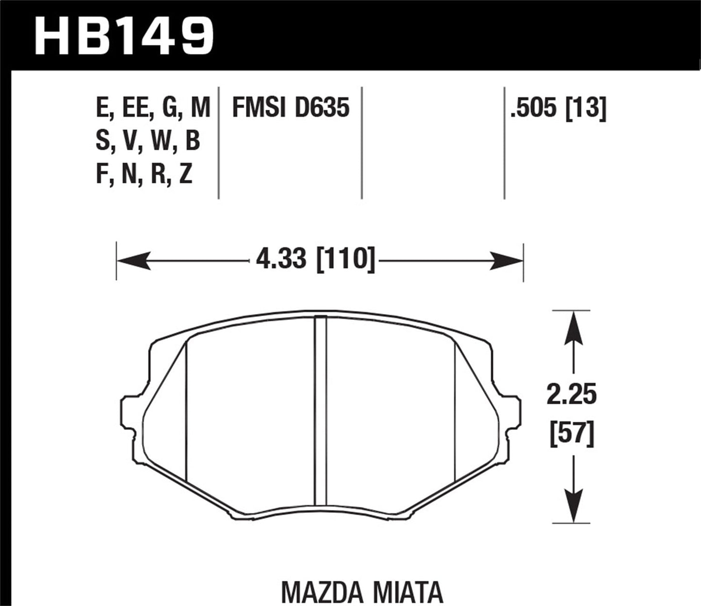 Versatile Hawk Performance HB149E.505 Brake Pads - Blue 9012 Compound - Front - Set of 4 Fits select: 1994-1997,1999-2003 MAZDA MX-5 MIATA