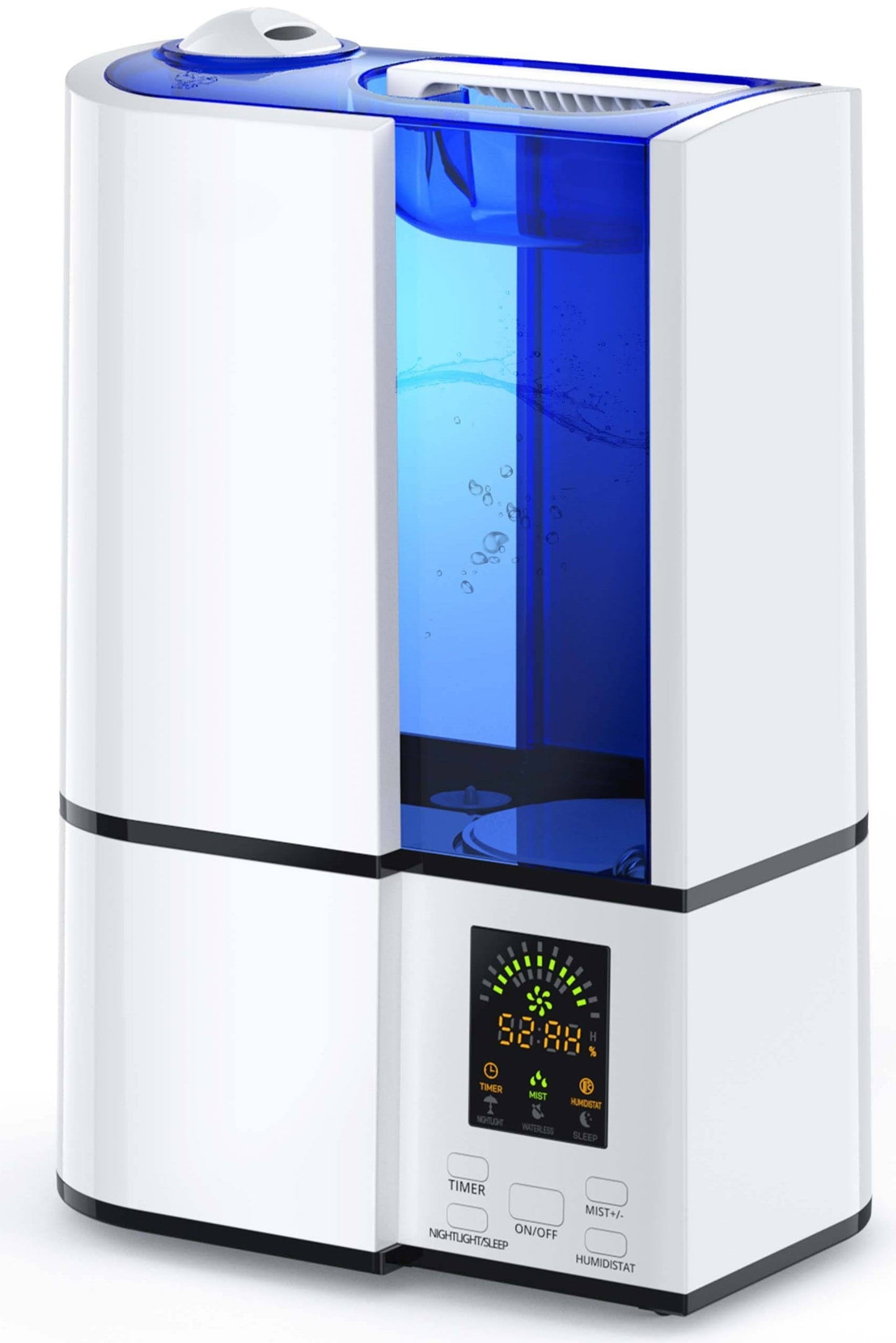 Classic Humidifiers, 4L Cool Mist Ultrasonic Humidifier for Bedroom Home Large Room, LED Display With Humidistat, Waterless Auto Shut-Off Blue (1.06 Gallon, US 110V), White