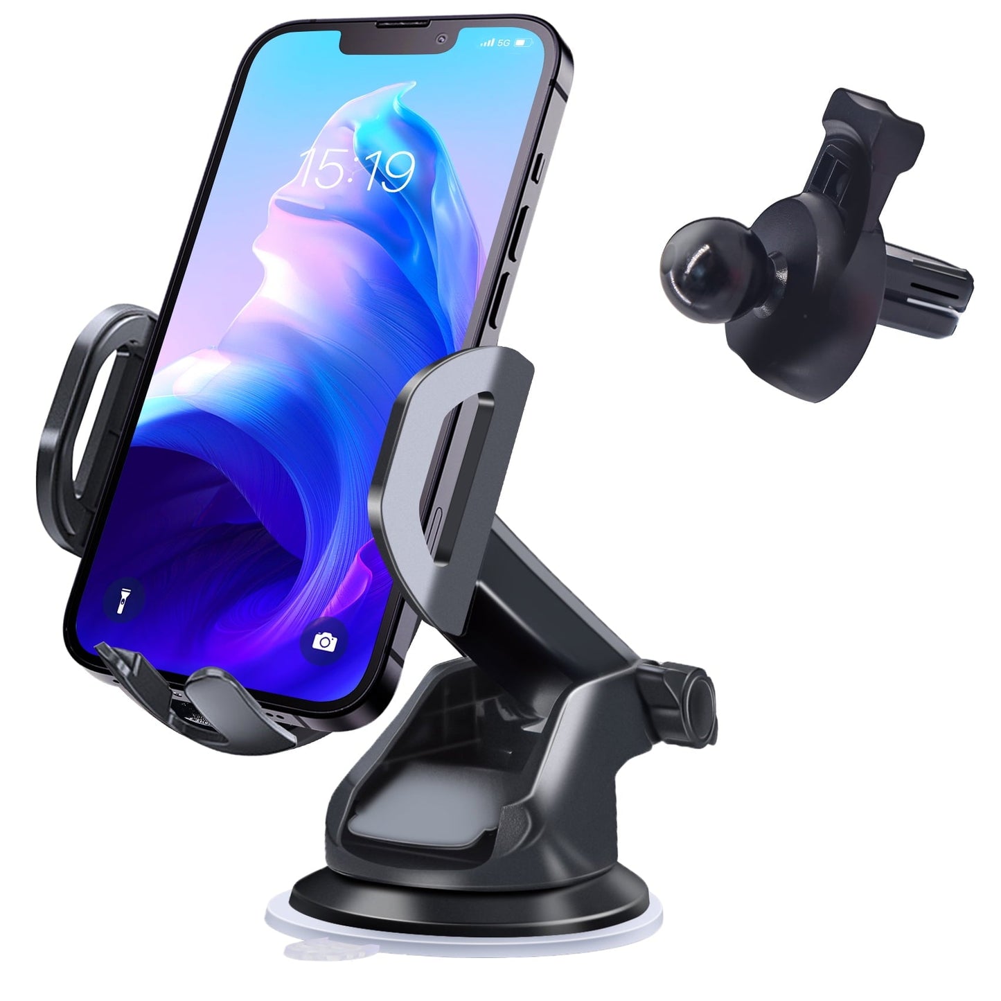 Classic Huryfox Car Phone Holder Universal Mobile Mount for Vehicle, Smartphone Stand on Dashboard, Windshield, Vent, Automobile Cradle Compatible with iPhone, Android Phone