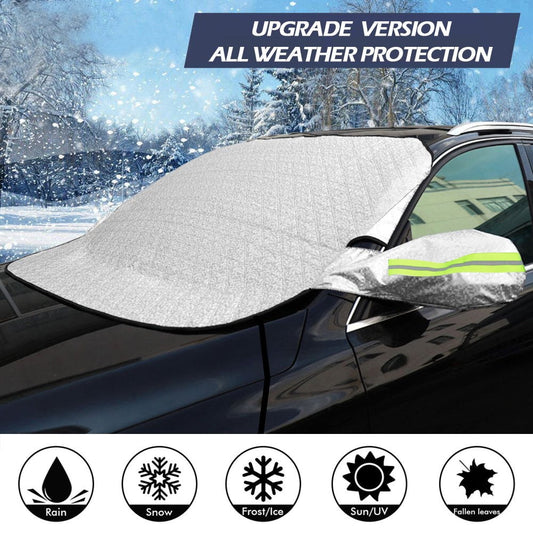 Classic IC ICLOVER Magnetic Car Windshield Snow Cover Thicken Sun Shade Frost Guard Winter Windshield Snow Ice Cover Car Windshield Protector for Car Trucks Vans and SUVs Stop Scraping Cute