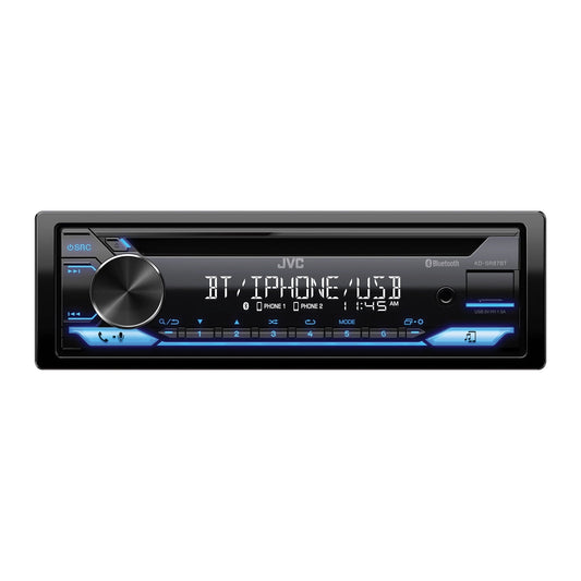 Versatile JVC KD-SR87BT Single DIN Car Stereo CD Player, with High Power Amplifier, AM/FM Radio, Bluetooth Audio, USB, MP3, Removable Faceplate