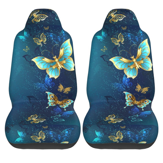 Versatile KAKALAD Blue butterfly Car Seat Covers Set Vehicle Front Seats Protector 2 Pcs