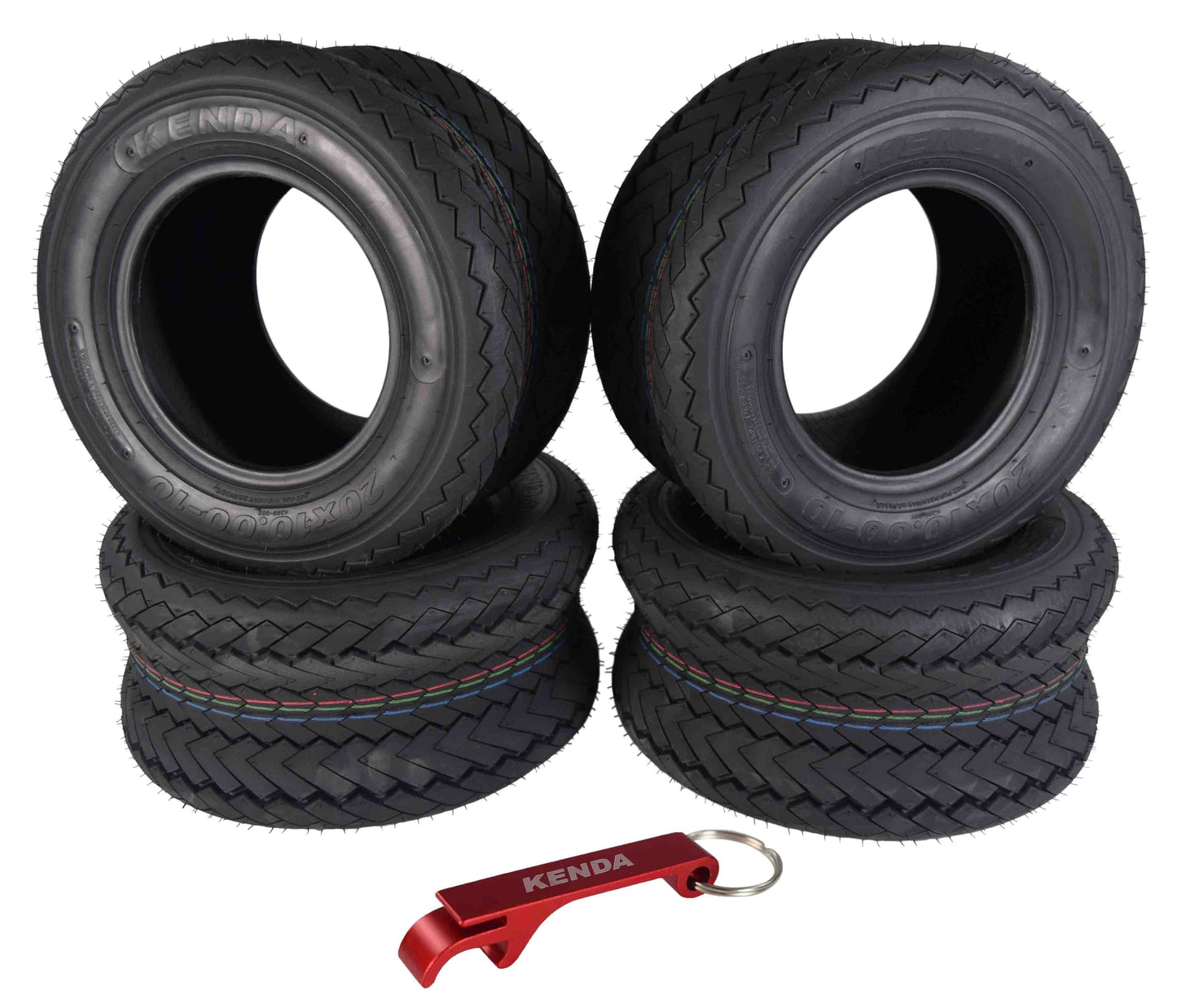 Versatile Kenda 235Q2076 20x10-10 Hole-N-1 6 Ply Tubeless Golf Cart Turf Tires 4 Pack