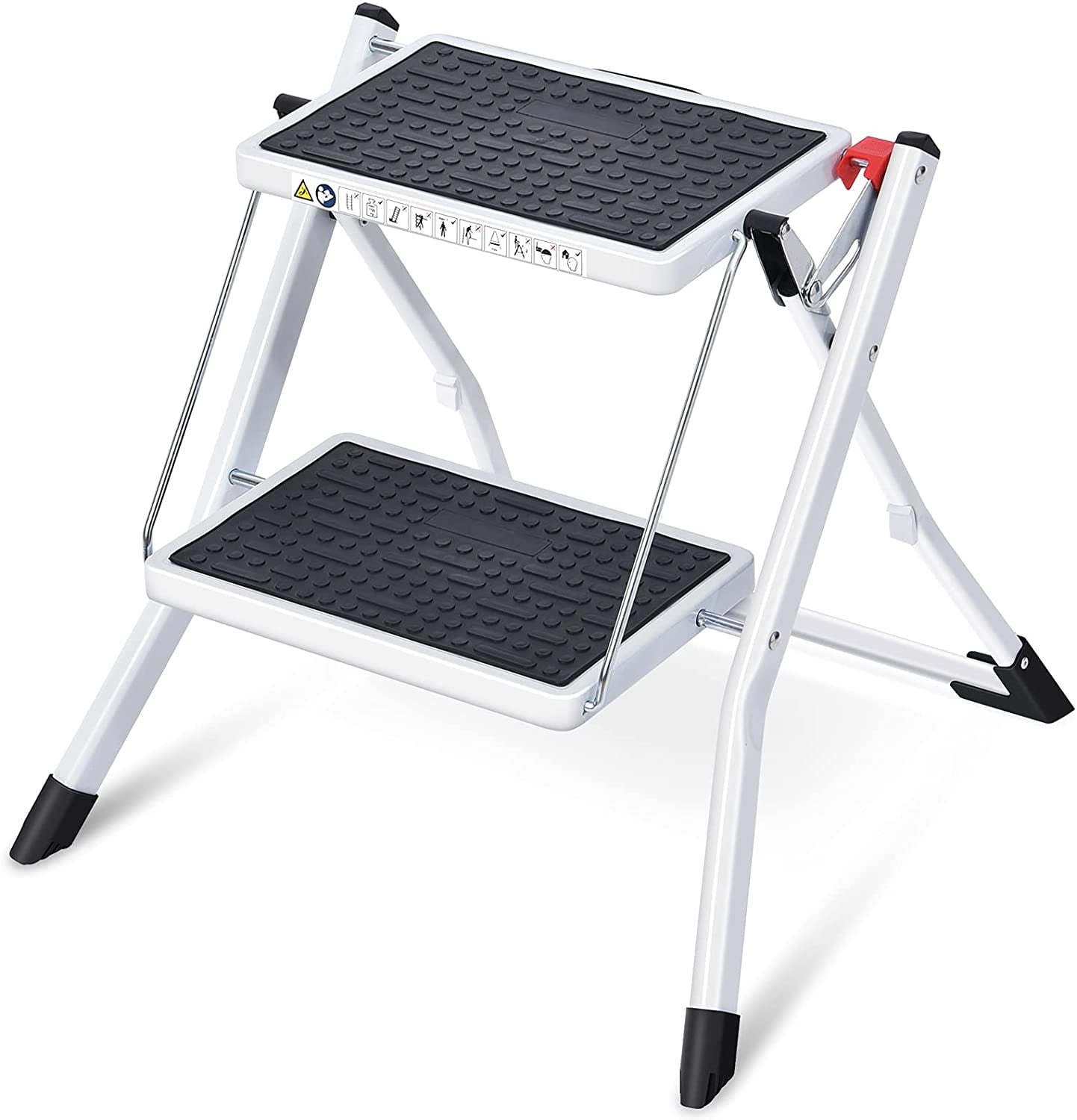 Classic Kingrack 2 Step Ladder Folding Stool, Non-Slip Step Ladder, collapsible stool for adults, Heavy Duty 330Lbs Capacity Industrial Lightweight