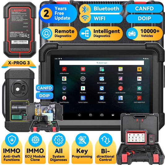 Classic LAUNCH X431 IMMO Elite Key Programming Car Diagnostic Scan Tool with X-PROG3 Key Programmer, ECU Clone/match, CANFD&DOIP, 39+ Services  2 Years Free Update