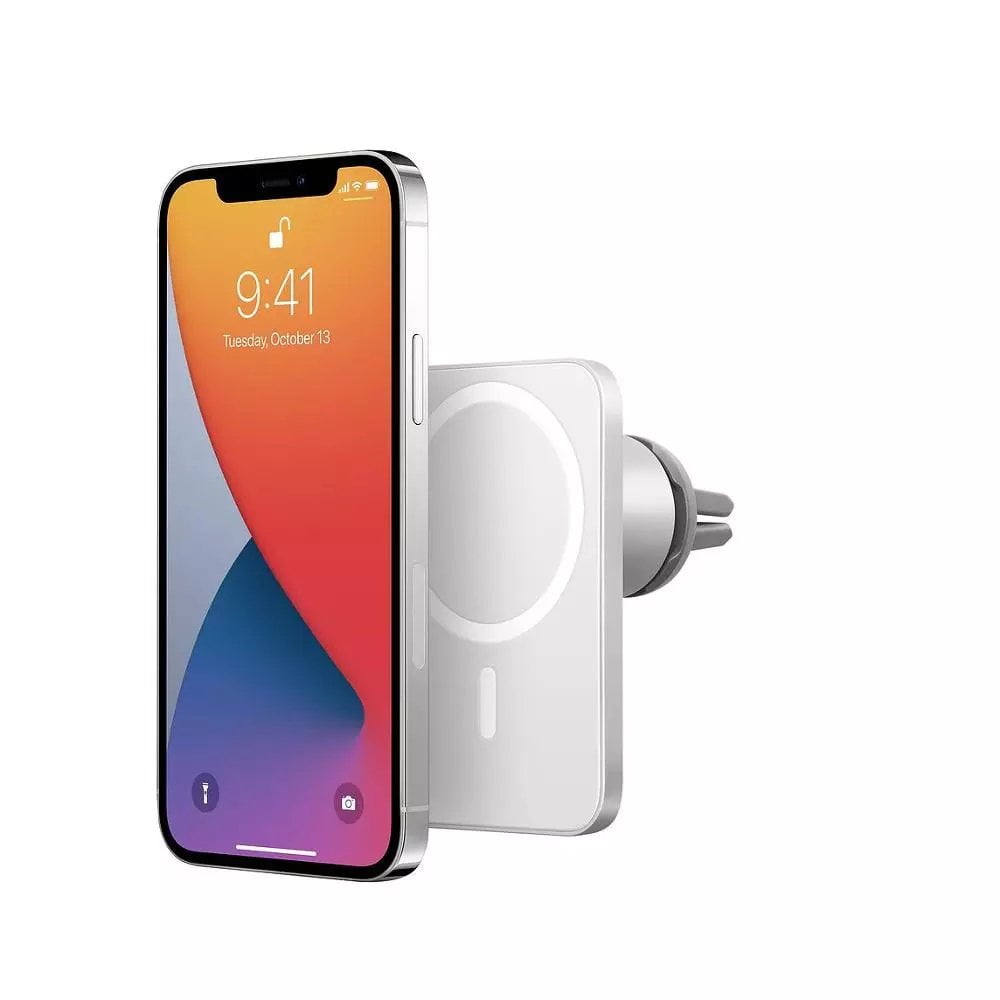 Versatile Magsafe Car Mount Charger, Magsafe Magnetic Car Wireless Charger, Magnetic Suction Charging Mobile Holder for iPhone 14/13 Pro Pro Max (White)