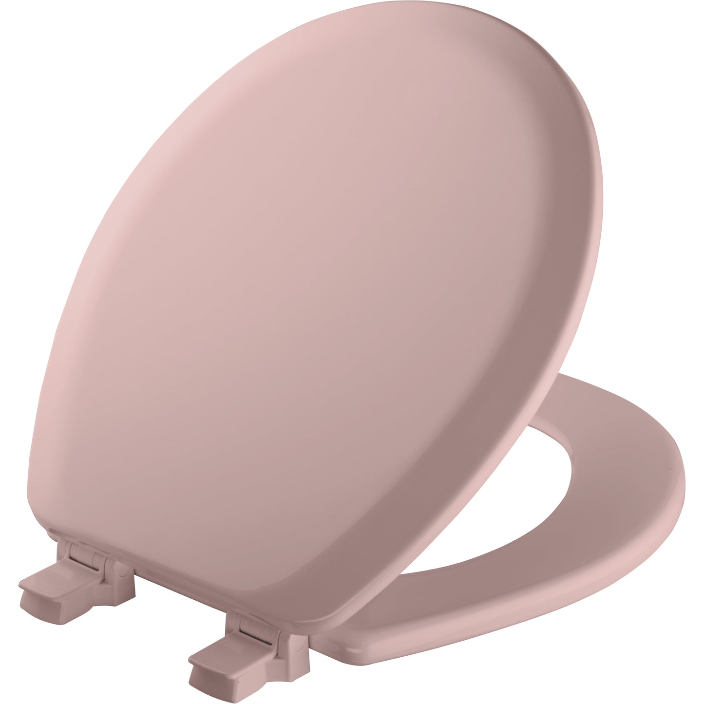 Classic Mayfair Cameron Round Enameled Wood Toilet Seat in Pink with STA-TITE Seat Fastening System and Easy Clean Hinge