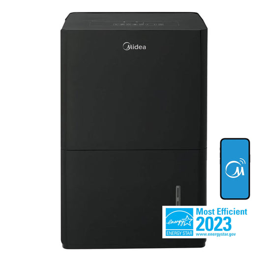 Classic Midea 50-Pint Smart Dehumidifier with Pump - Wet Rooms, Energy Star, Black, MAD50PS1WBL