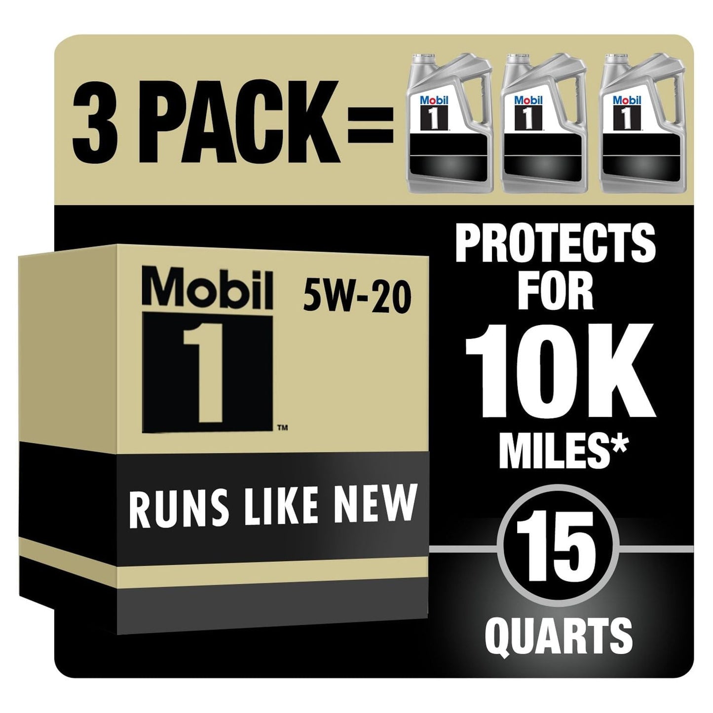 Versatile Mobil 1 Advanced Full Synthetic Motor Oil 5W-20, 5 qt  (3 Pack)