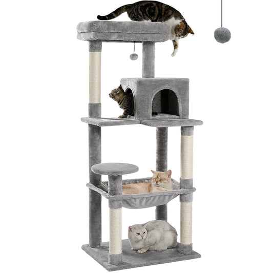 Versatile Pawz Road Cat Tree for Large Cats 56"Tall Cat Tower Condo with Scratching Post for Indoor Cats,Gray