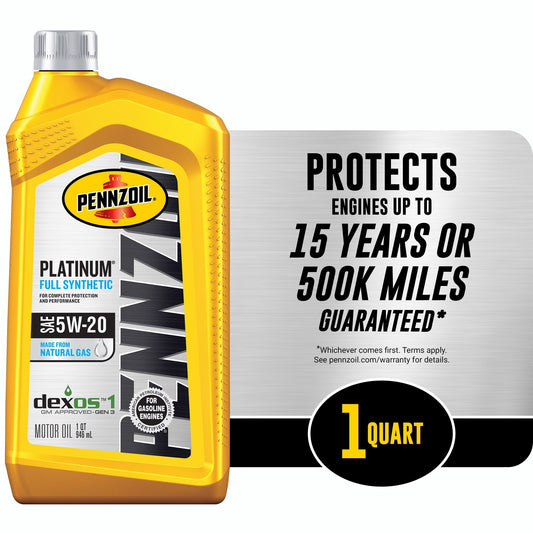 Versatile Pennzoil Platinum Full Synthetic 5W-20 Motor Oil, 1-Quart