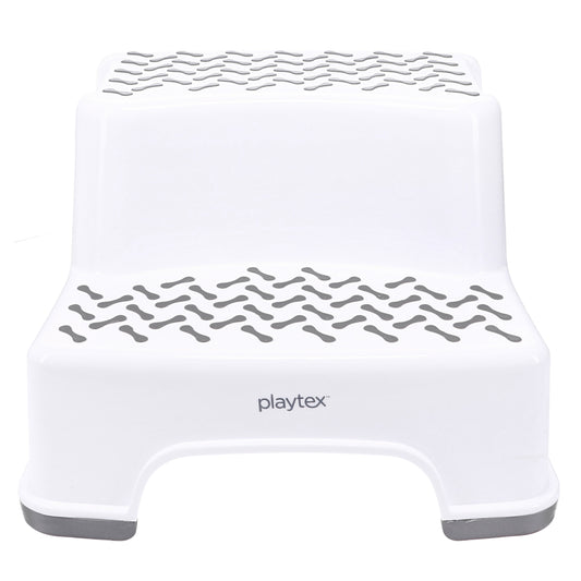 Classic Playtex White 2-Tier Step Stool, Kids Bathroom and Bedroom Plastic Step Stool