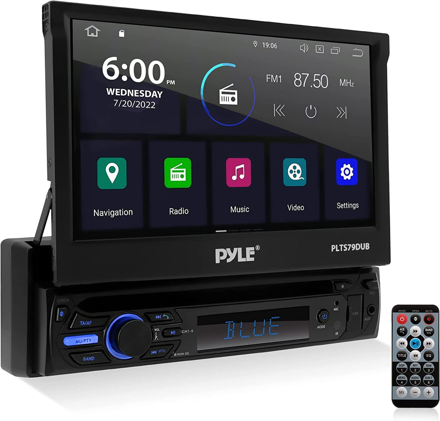 Versatile Pyle Car Stereo Video Receiver - Multimedia Disc Player, Motorized Fold-Out 7â Touchscreen Display