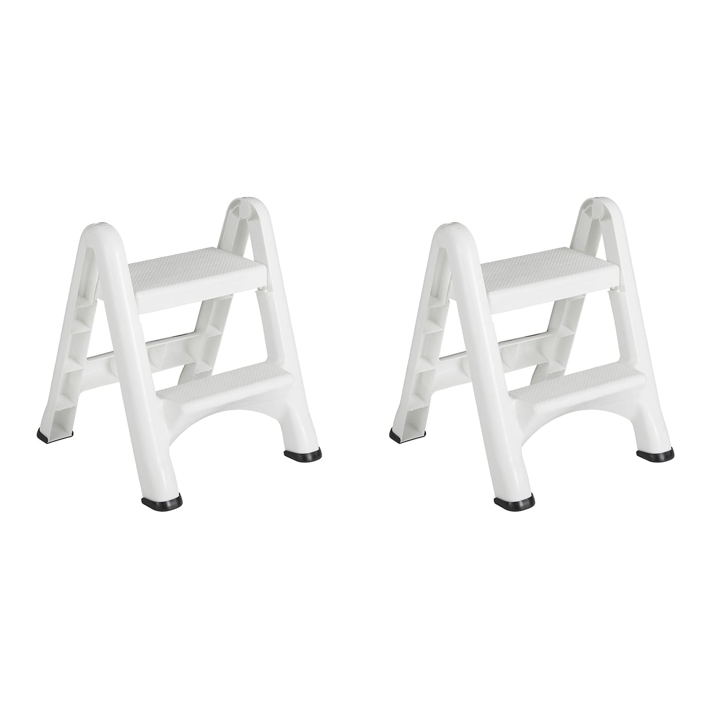 Versatile Rubbermaid EZ Two Step Durable Folding Plastic Ladder Step Stool, White (2 Pack)