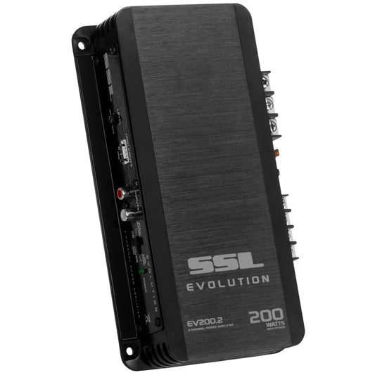 Versatile Sound Storm Laboratories EV200.2 Evolution Series Car Audio Amplifier - 200 High Output, 2 Channel, 2/8 Ohm, High/Low Level Inputs, Low Pass Crossover, Full Range, Hook Up To Stereo and Subwoofer