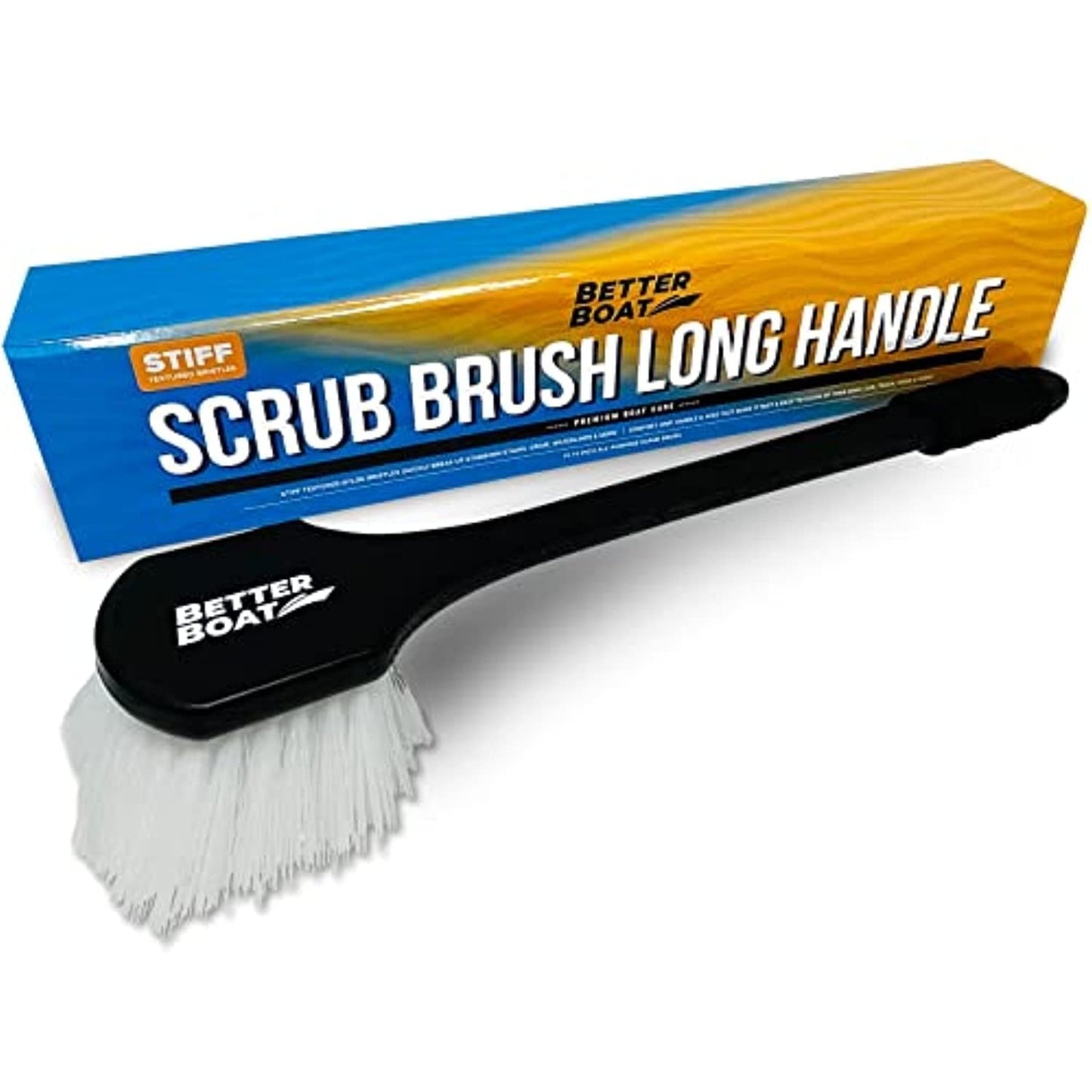 Classic Stiff Hand Scrub Brush Tire Brush Heavy Duty Outdoor Boat Scrub Brush Handled Wheel and Tire Cleaning Brush Carpet Brush Scrubber All Purpose Cleaning (Long Handle)