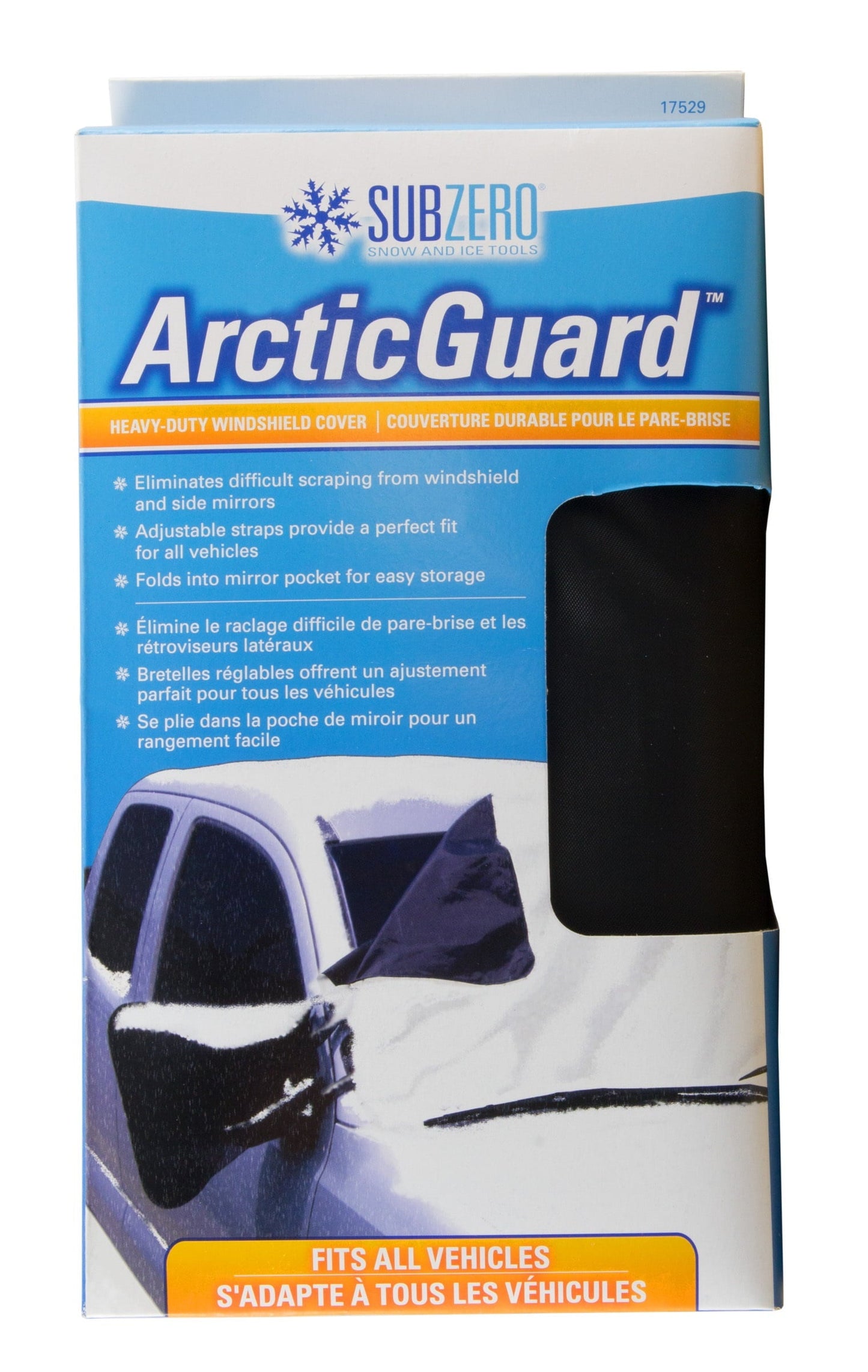 Classic SubZero ArcticGuard Heavy Duty Adjustable Windshield Cover for Car, Truck, SUV & More, Black, 1PK, 17529