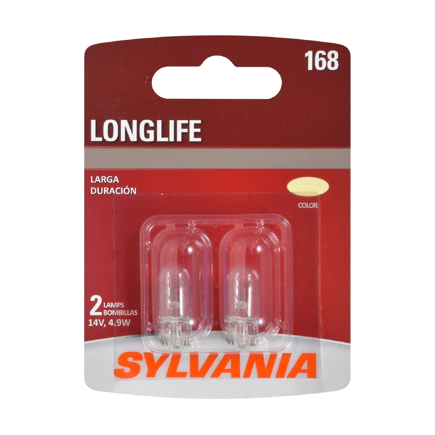 Classic Sylvania 168 Long Life Automotive Mini Bulb, Pack of 2.