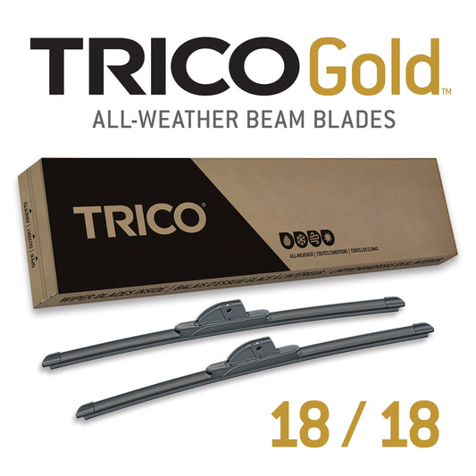 Versatile TRICO Gold 2 Pack All Weather Automotive Replacement Wiper Blades 18 and 18 Inch (18-1818)