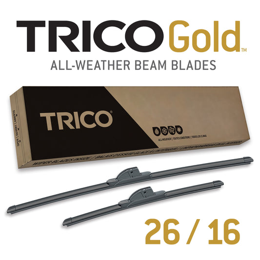 Classic TRICO Gold 2 Pack All Weather Automotive Replacement Wiper Blades 26 and 16 Inch (18-2616)