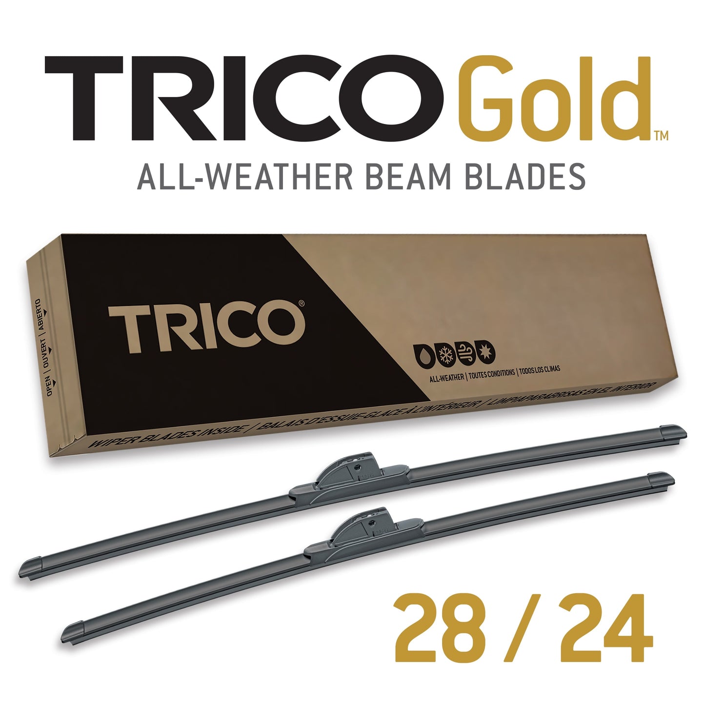 Classic TRICO Gold 2 Pack All Weather Automotive Replacement Wiper Blades 28 and 24 Inch (18-2824)