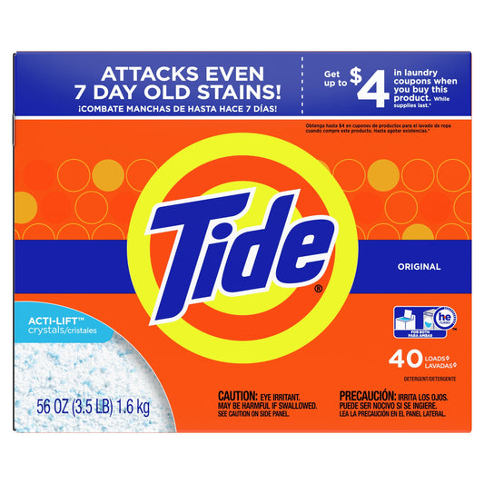 Classic Tide Original Scent, 40 Loads Powder Laundry Detergent, 56 oz