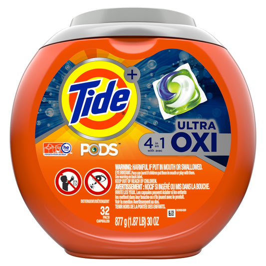 Classic Tide Pods Laundry Detergent Soap Packs with Ultra Oxi, 32 Ct