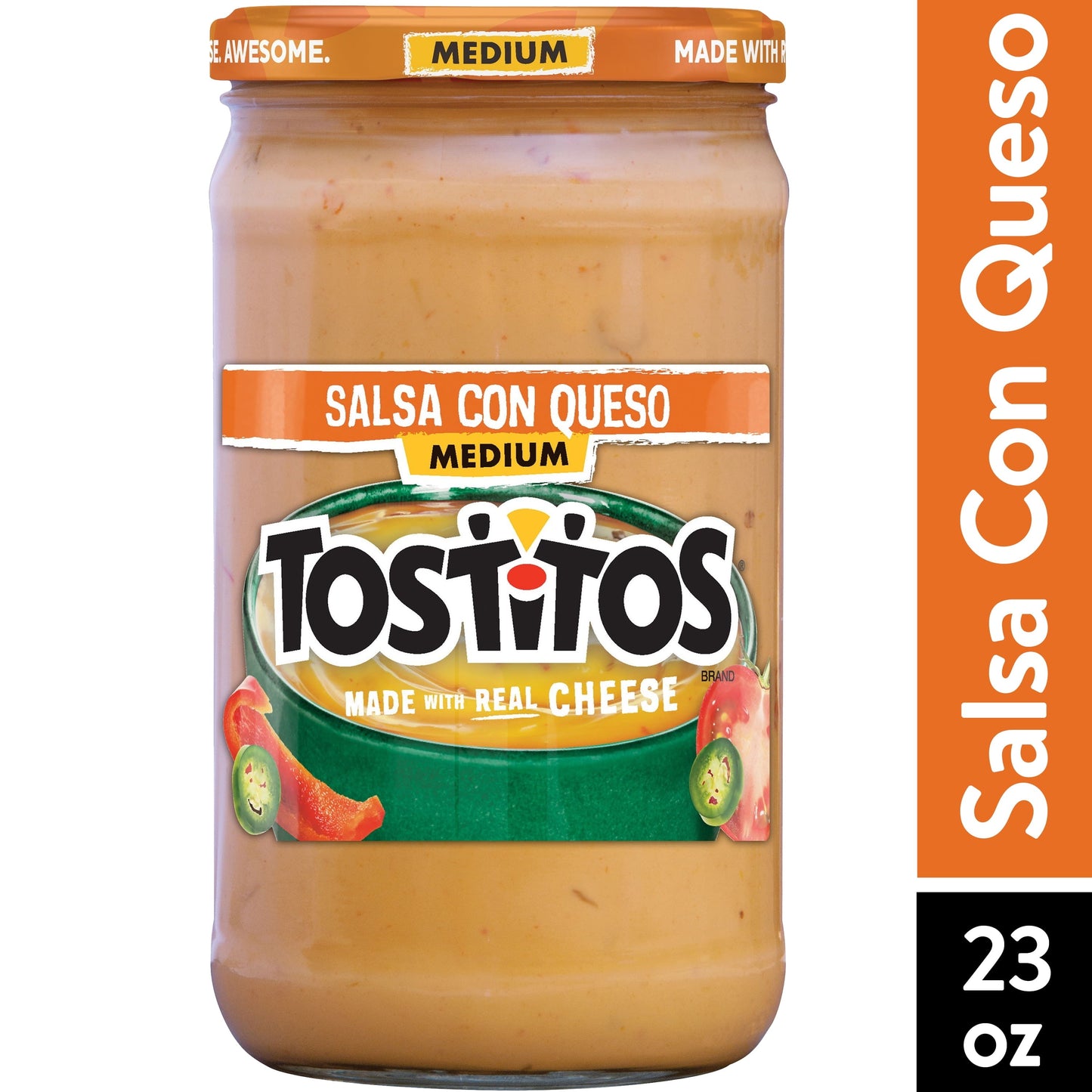 Classic Tostitos Medium Salsa Con Queso, 23 oz Jar