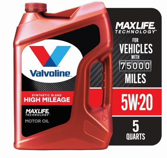 Versatile Valvoline High Mileage MaxLife 5W-20 Synthetic Blend Motor Oil 5 QT