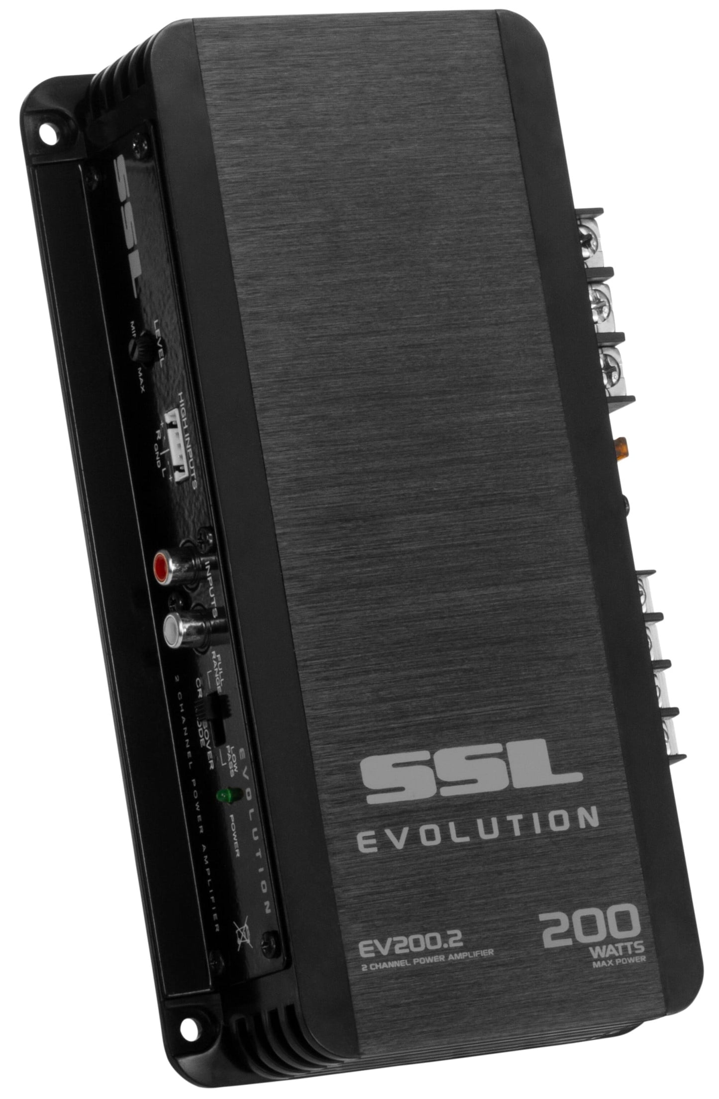 Versatile Sound Storm Laboratories EV200.2 Evolution Series Car Audio Amplifier - 200 High Output, 2 Channel, 2/8 Ohm, High/Low Level Inputs, Low Pass Crossover, Full Range, Hook Up To Stereo and Subwoofer