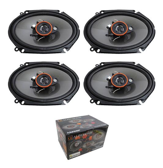 Versatile Two Pair of Alphasonik 6x8" 1400W 4 Ohm 3-Way Coaxial Speaker System AS268P