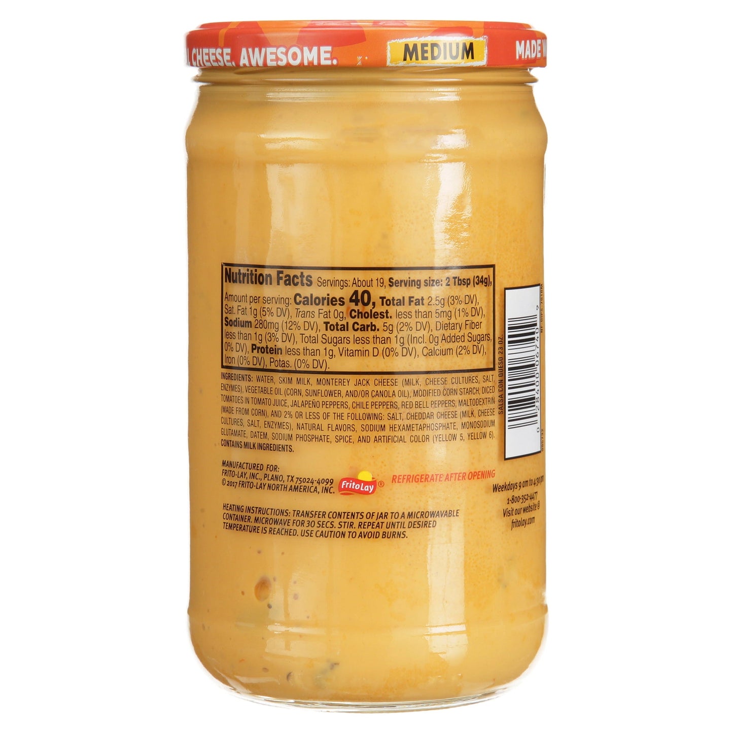 Classic Tostitos Medium Salsa Con Queso, 23 oz Jar