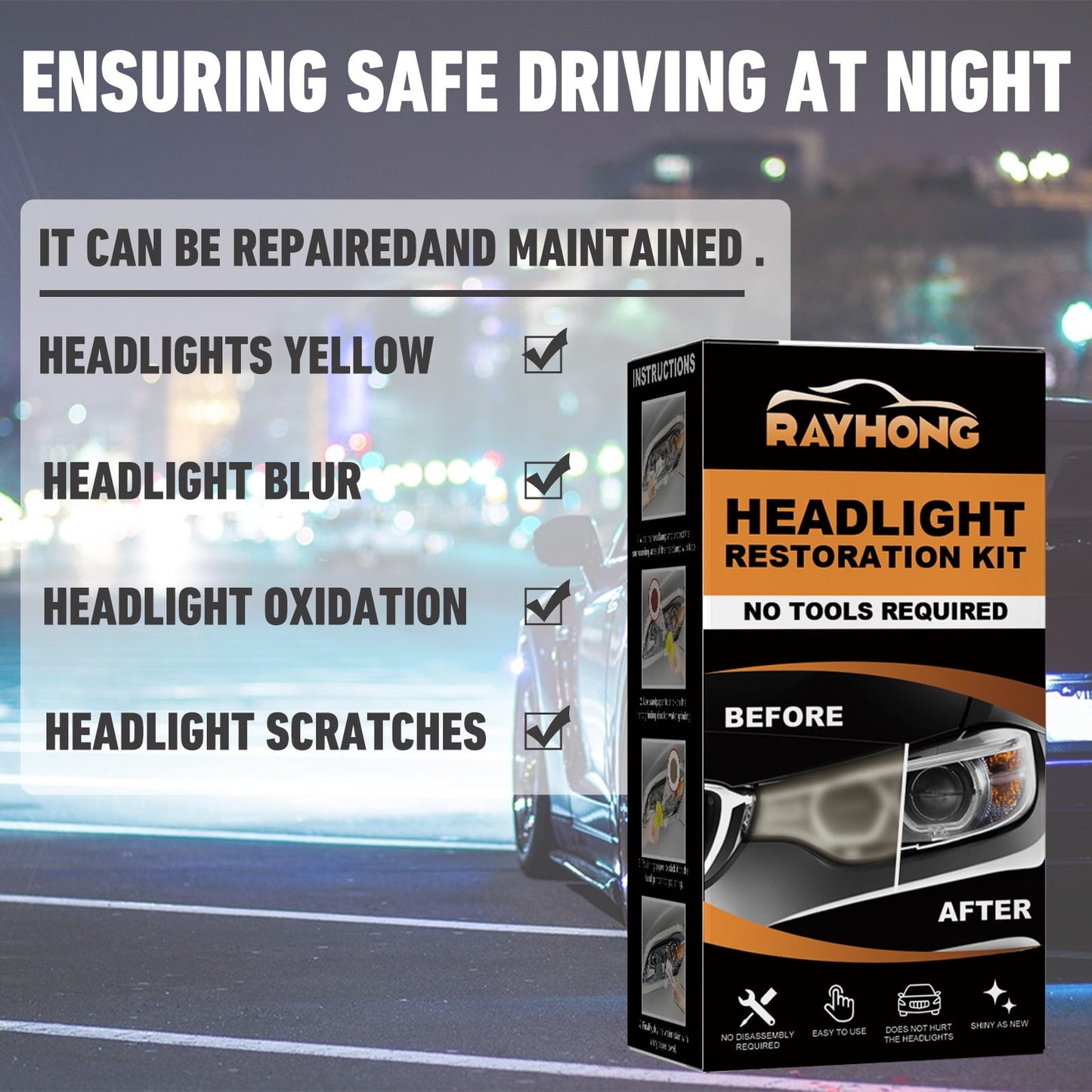 Classic Automotive ceramic headlight repair kit, headlight lampshade repair, scratches, yellowing, polishing, renovation, brightening