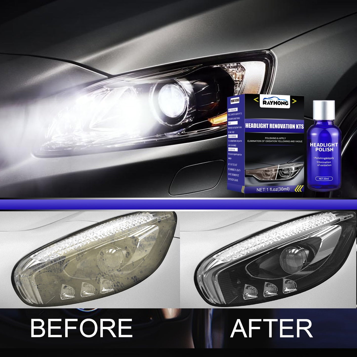 Classic Quick Headlight Clear Coat, Cleans and Prevents Lens Yellowing