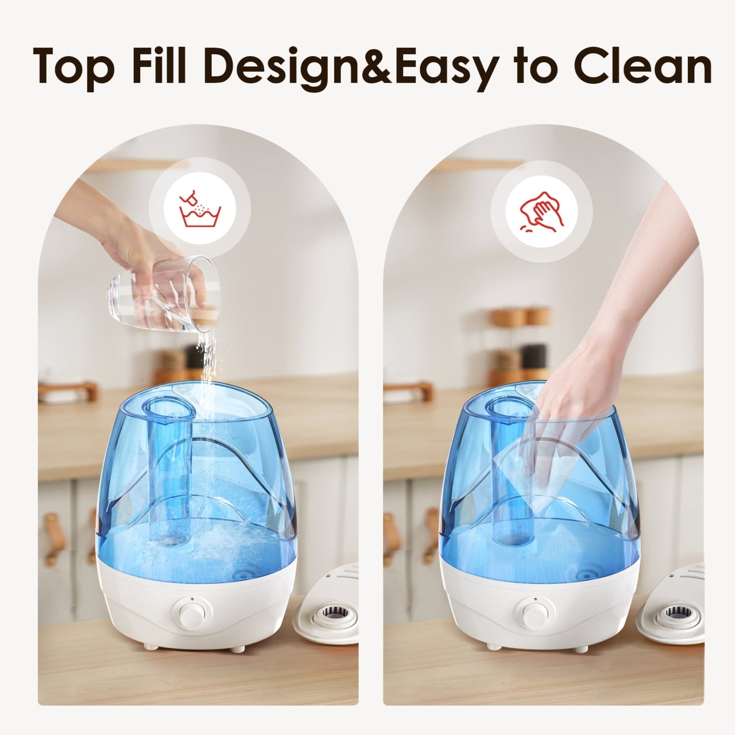 Versatile Humidifiers for Bedroom Mideum Room Home, 3.2L Cool Mist Top Fill Ultrasonic Humidifier for Baby and Plants, with Aroma Pad , Auto Shut-off, White