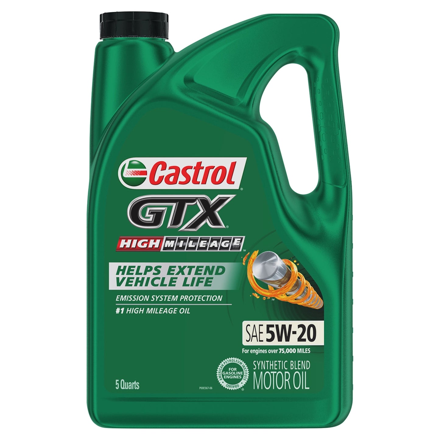 Versatile Castrol GTX High Mileage 5W-20 Synthetic Blend Motor Oil, 5 Quarts