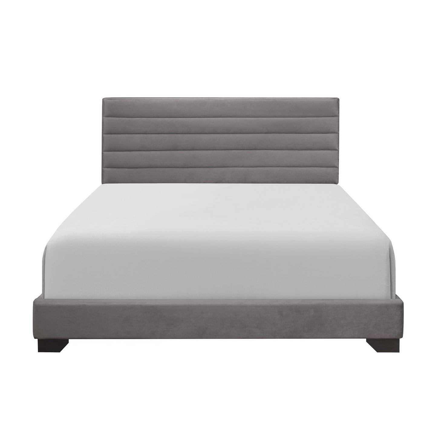 Classic Edie Upholstered Queen Horizonal Tuft Platform Bed, Charcoal