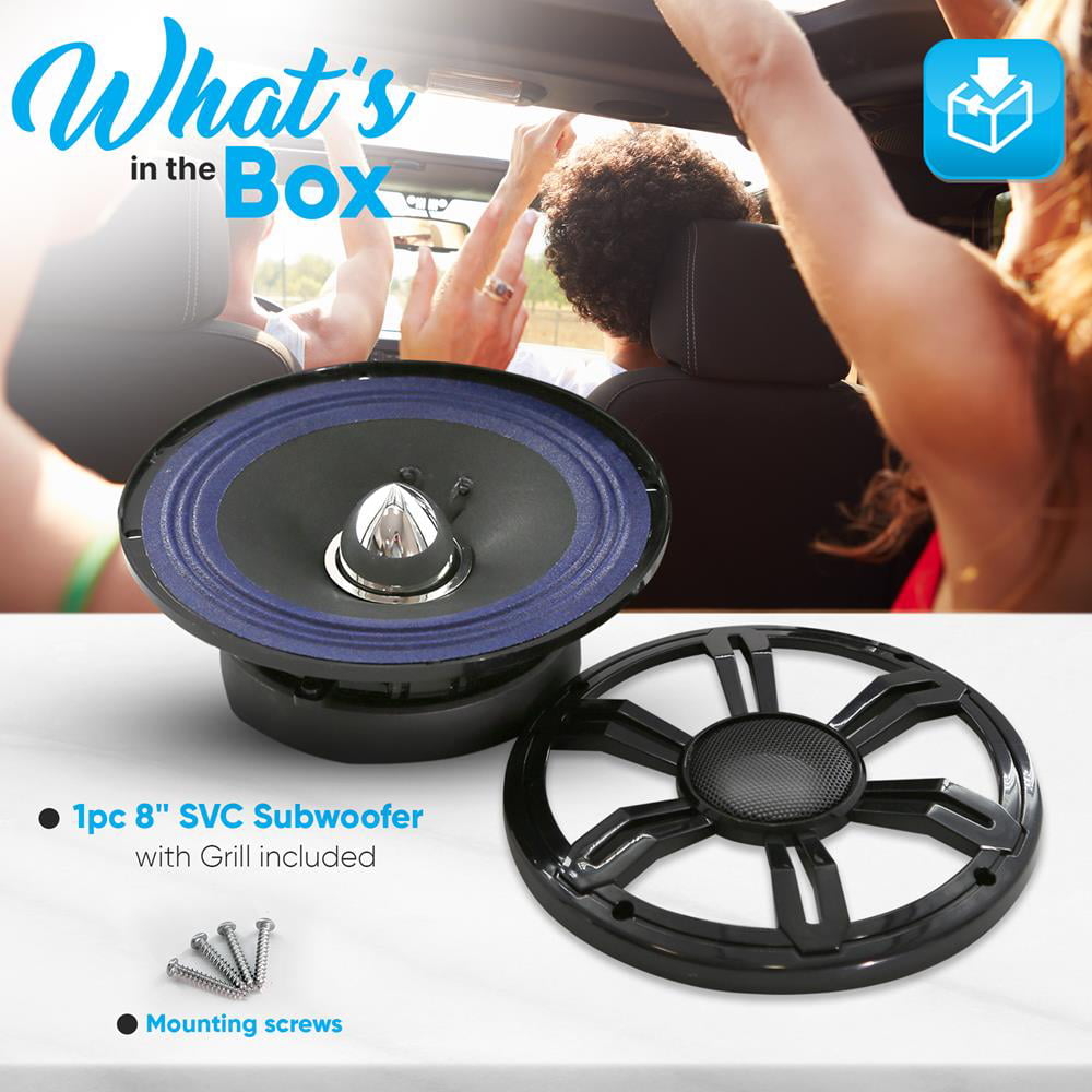 Versatile PyleUsa 8'' Single Voice Coil Car Subwoofer - 250 Watts at 4-Ohm Car Audio Powered Subwoofer