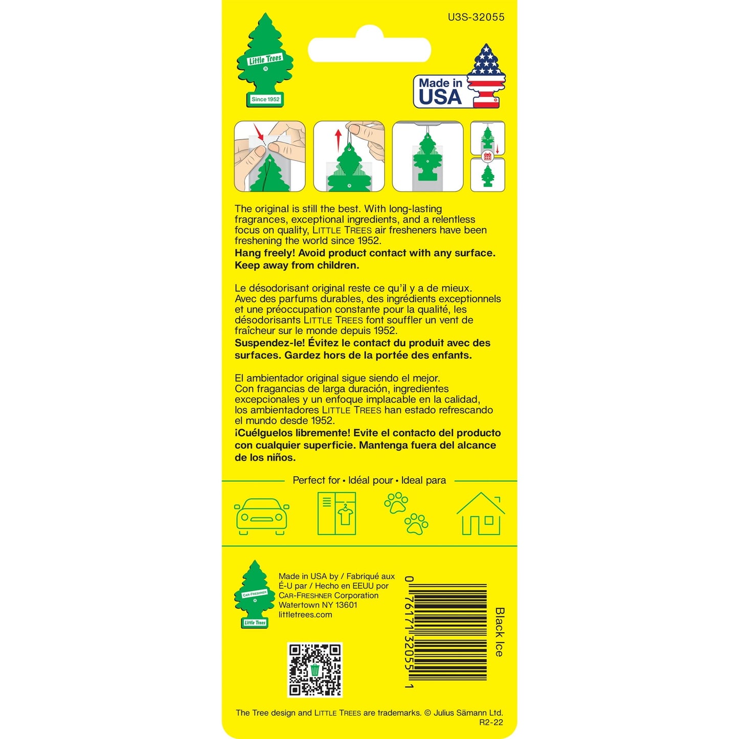 Classic Little Trees Air Freshener Black Ice Fragrance 3-Pack