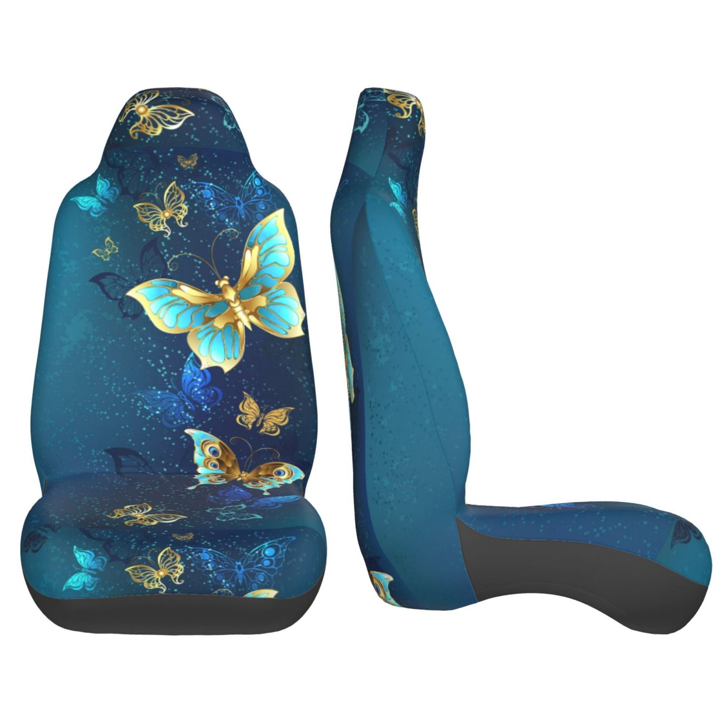 Versatile KAKALAD Blue butterfly Car Seat Covers Set Vehicle Front Seats Protector 2 Pcs