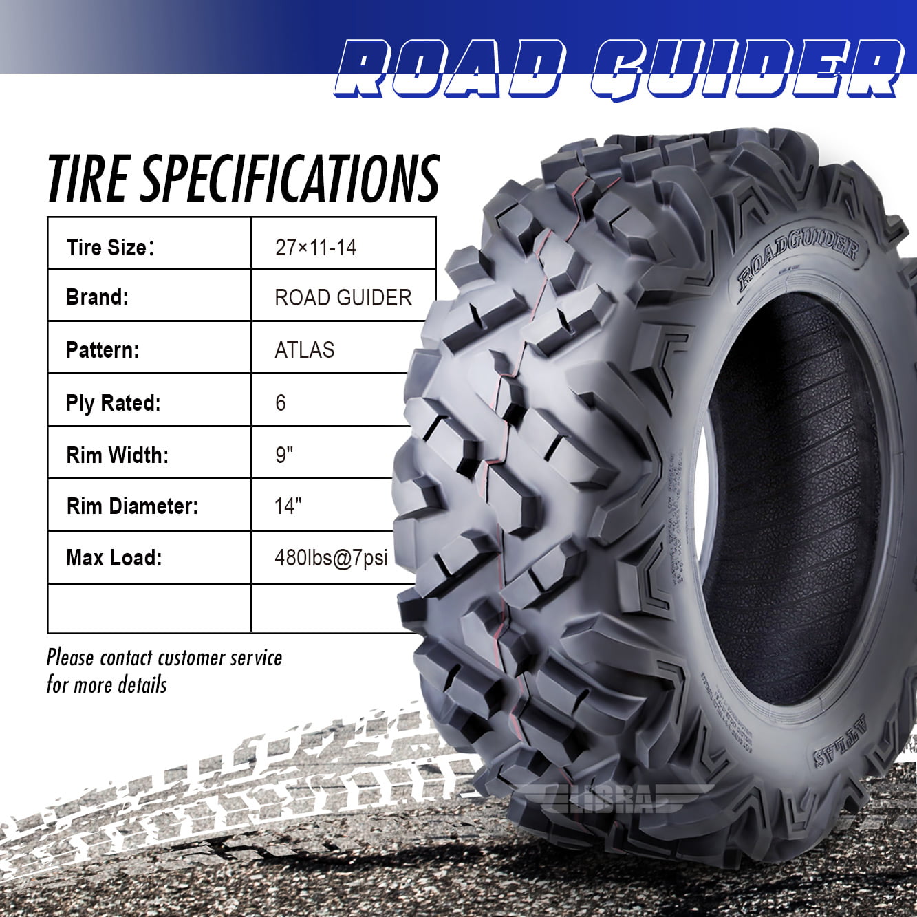 Versatile Set of 2 ATV UTV Tires 27x11-14 27x11x14 6PR Mud